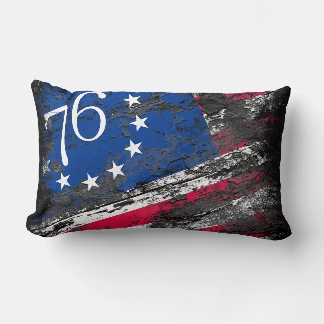 Betsy Ross Flag 1776 Patriotic 4th of July Lumbar Cushion (Front)
