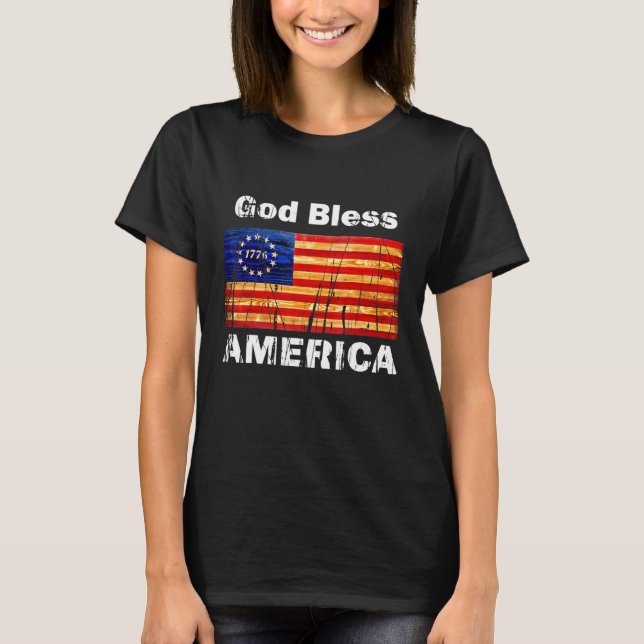 Betsy Ross Flag 1776 Revolutionary War God Bless A T-Shirt (Front)