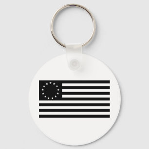 Betsy Ross Flag, Black Line Art Key Ring