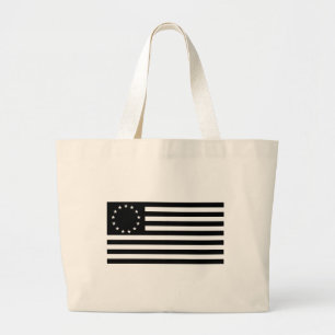 Betsy Ross Flag, Black Line Art Large Tote Bag