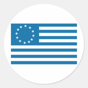 Betsy Ross Flag - Blue Classic Round Sticker