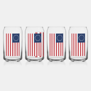 Betsy Ross Flag Design Drinkware Set Can Glass