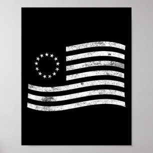 Betsy Ross Flag Minimal – American History Patriot Poster