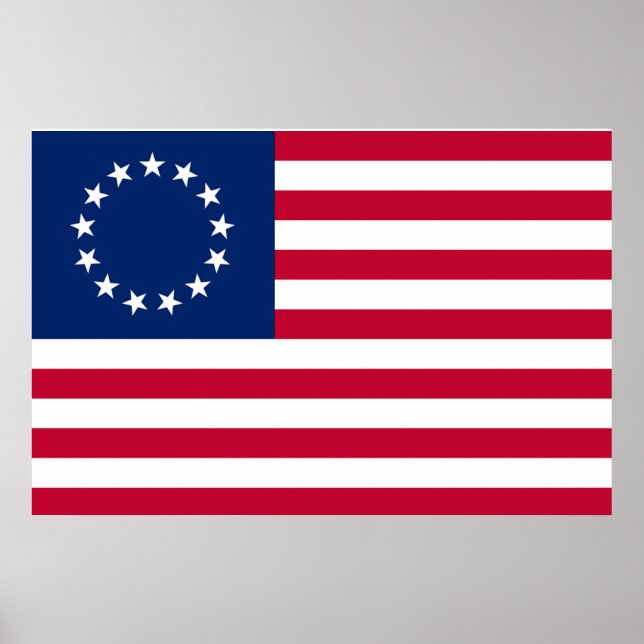 Betsy Ross Flag Vintage American Flag Poster Print (Front)