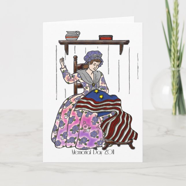 Betsy Ross Makes a Flag Memorial Day Card (Front)