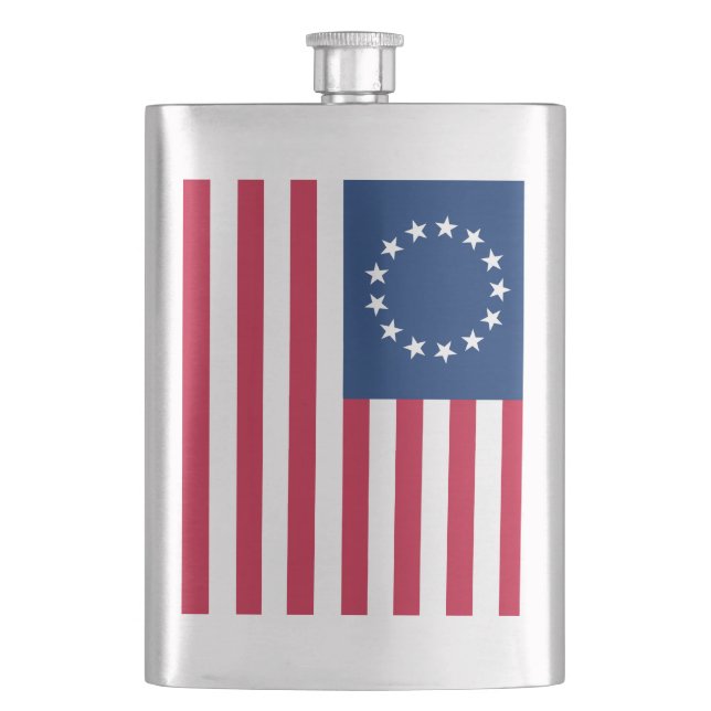 Betsy Ross Old Glory American USA Flag Hip Flask (Front)
