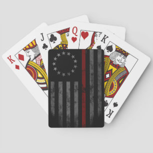 Betsy Ross Red Line American Flag Playing Cards