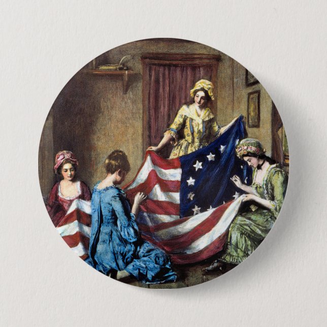 Betsy Ross Sewing The American Flag 7.5 Cm Round Badge (Front)