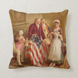 Betsy Ross Sewing the American Flag Pillow