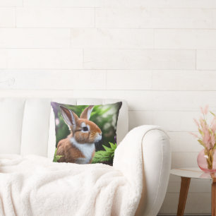 "Betsy the Bunny: A Sweet Brown and White Delight" Cushion