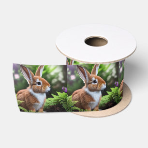 "Betsy the Bunny: A Sweet Brown and White Delight" Satin Ribbon
