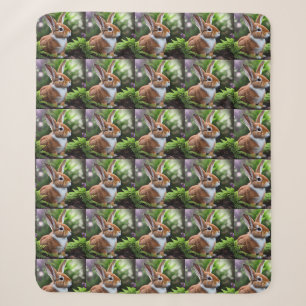 "Betsy the Bunny: A Sweet Brown and White Delight" Sherpa Blanket