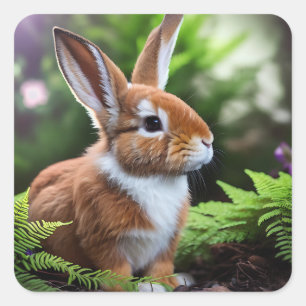 "Betsy the Bunny: A Sweet Brown and White Delight" Square Sticker