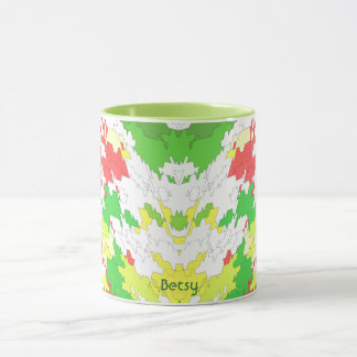 BETSY ~ White Green Red Yellow CHRISTMAS Mug