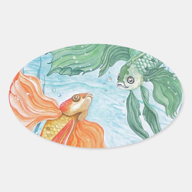 Betta Dance Oval Sticker (Front)