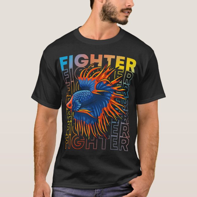 Betta Fish 80's Style Siamese Fighting Fish T-Shirt (Front)