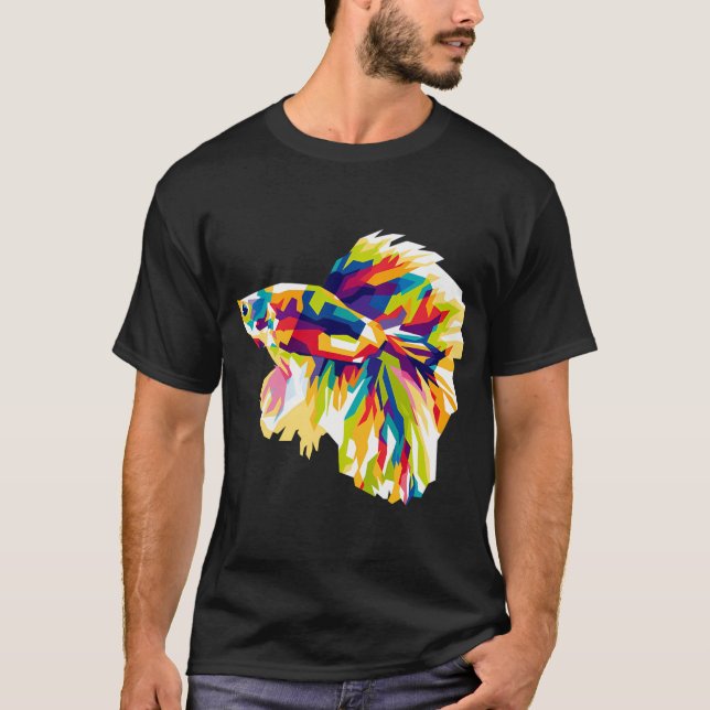 Betta Fish Artwork, Siamese Fighting Fish lover Te T-Shirt (Front)