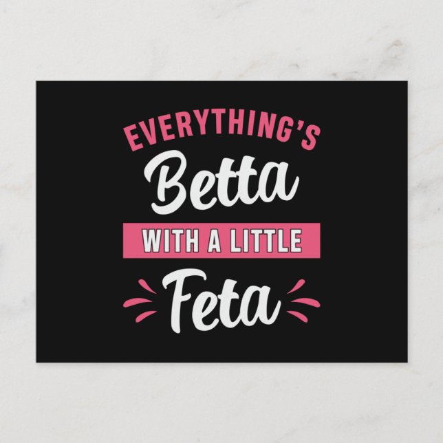 Betta Fish Betta With A Little Feta Fighting Fish Postcard (Front)
