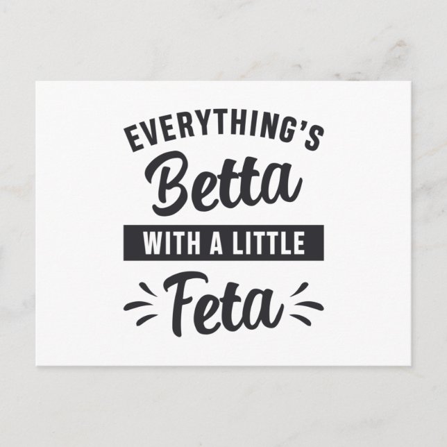 Betta Fish Betta With A Little Feta Fish Lover Postcard (Front)