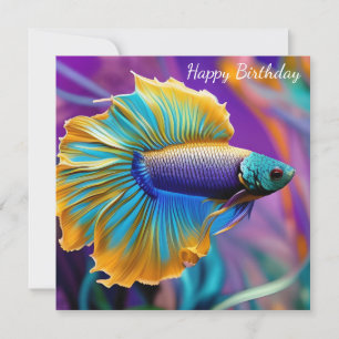 Betta Fish, blue gold purple Birthday