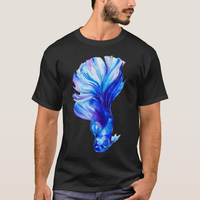 Betta Fish Blue, Siamese Fighting fish T-Shirt (Front)
