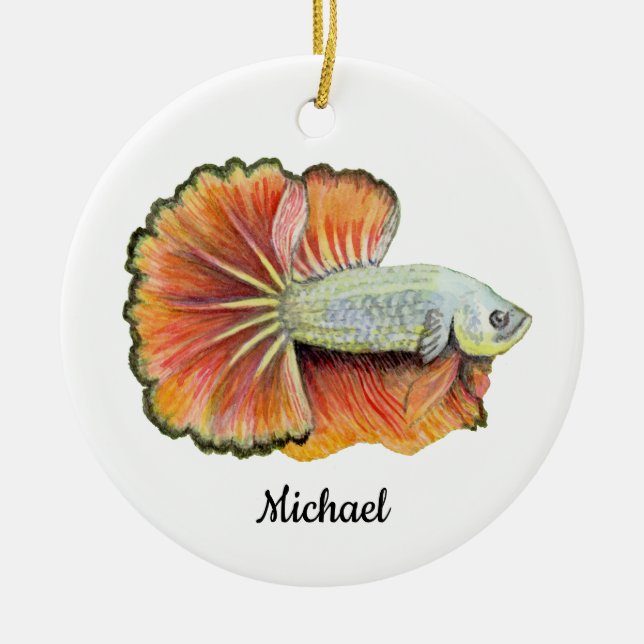 Betta Fish Ceramic Ornament (Front)