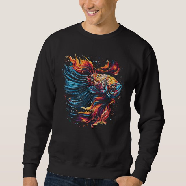 Betta Fish Cool Abstract Colorful Sweatshirt (Front)