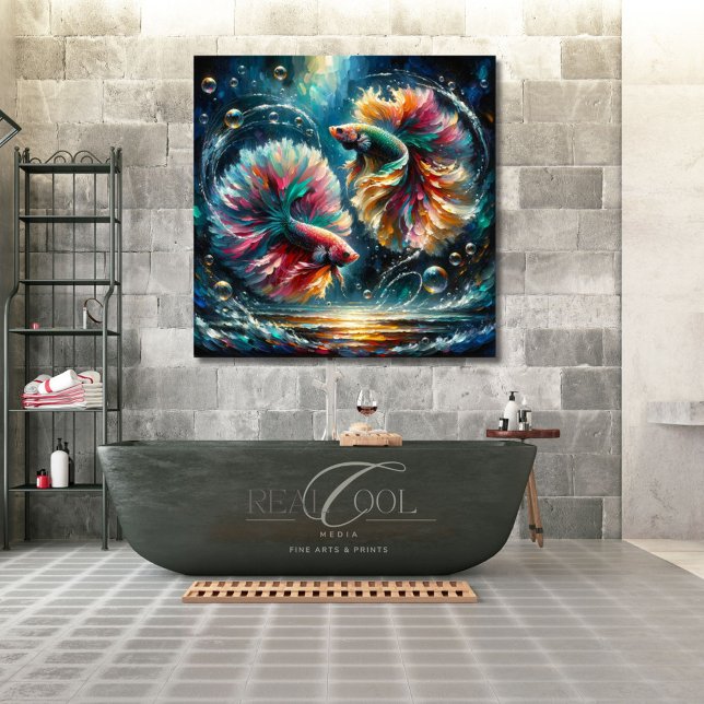 Betta Fish Dance in Deep Blue Ocean Bubbles Poster (Creator Uploaded)