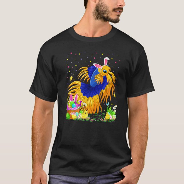 Betta Fish Easter Egg Hunt Bunny Betta Easter Sund T-Shirt (Front)