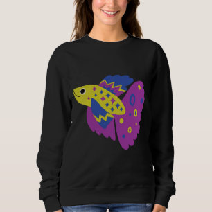Betta Fish Ornamental Fish Ikan Pelaga Colourful C Sweatshirt