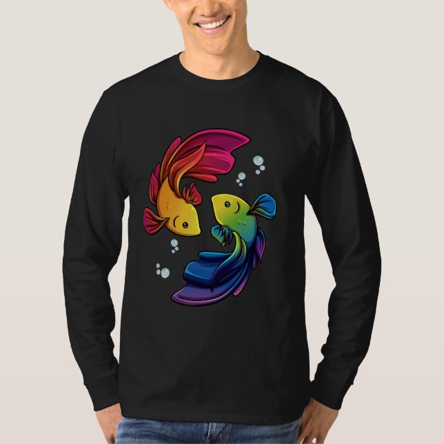Betta Fish Shirt Rainbow Betta Siamese Fighting Fi (Front)