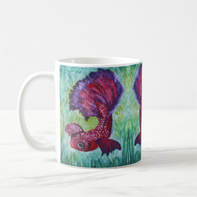 Betta fish watercolor  coffee mug (Left)