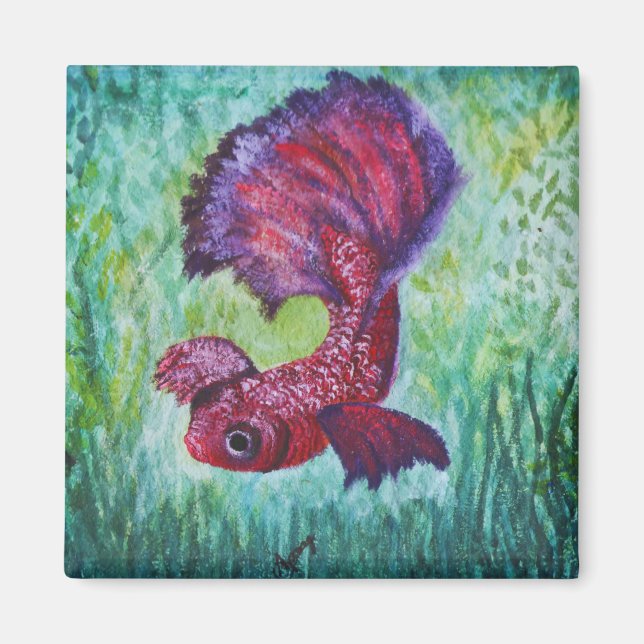 Betta fish watercolor  magnet (Front)