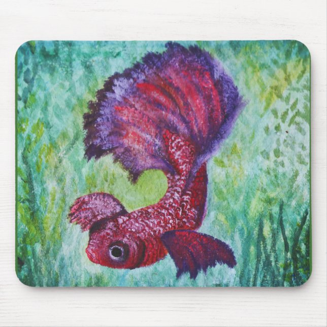 Betta fish watercolor  mouse pad (Front)