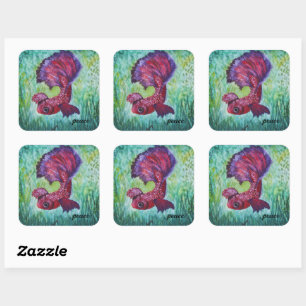 Betta fish watercolor  square sticker