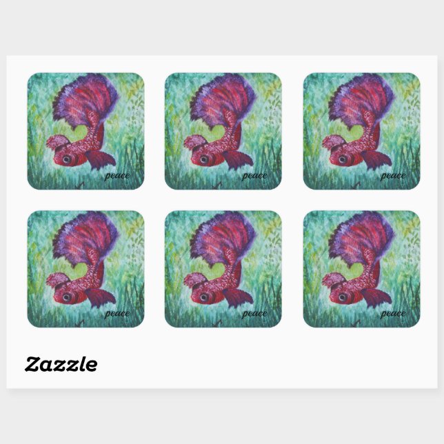 Betta fish watercolor  square sticker (Sheet)