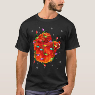 Betta Fish Xmas Lighting Reindeer Hat Betta Christ T-Shirt