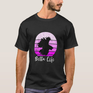 Betta Life Siamese Fighting Fish Retro Sunset Sple T-Shirt