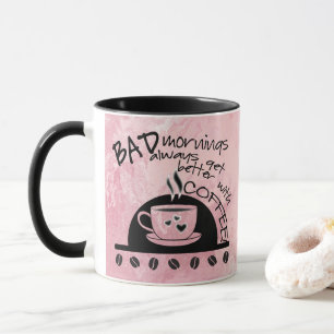 Better Mornings With Coffee Black Typography Mug