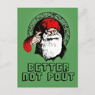 Better Not Pout Santa Claus Card(s) Holiday Postcard