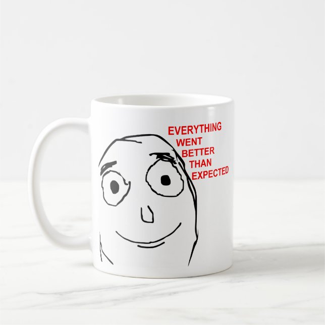 Better Than Expected Rage Face Meme Coffee Mug (Left)