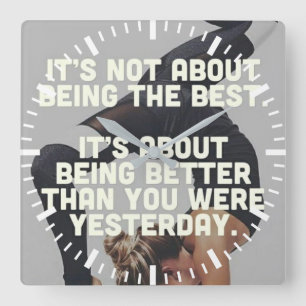 Better Than Yesterday - Women's Yoga Motivational Square Wall Clock
