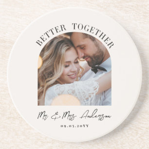 Better together arch photo wedding gift home decor coaster