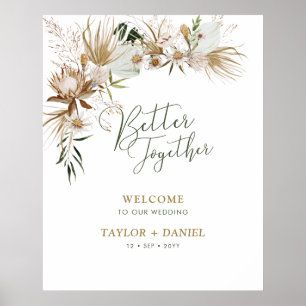 Better Together Boho Bohemian Wedding Welcome Poster