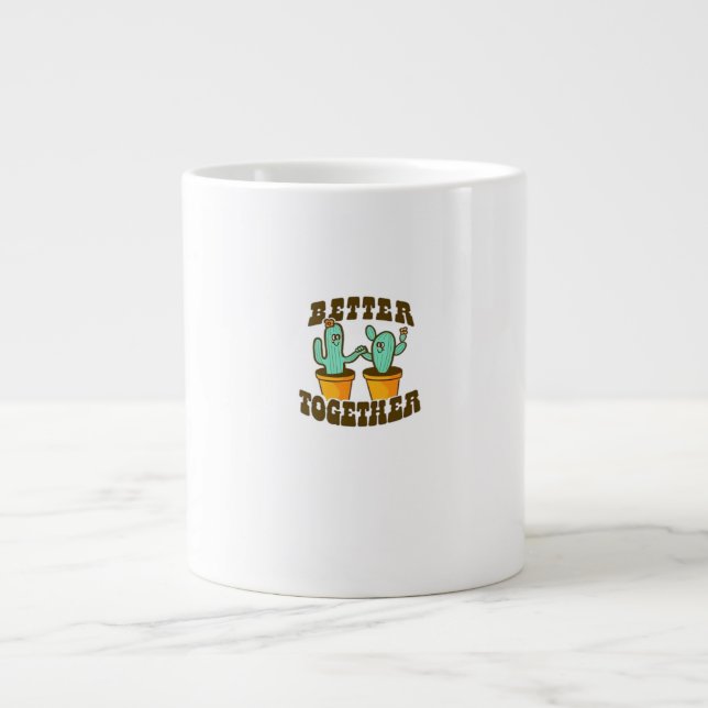 Better Together Cactuses Whimsical Style  Large Coffee Mug (Front)