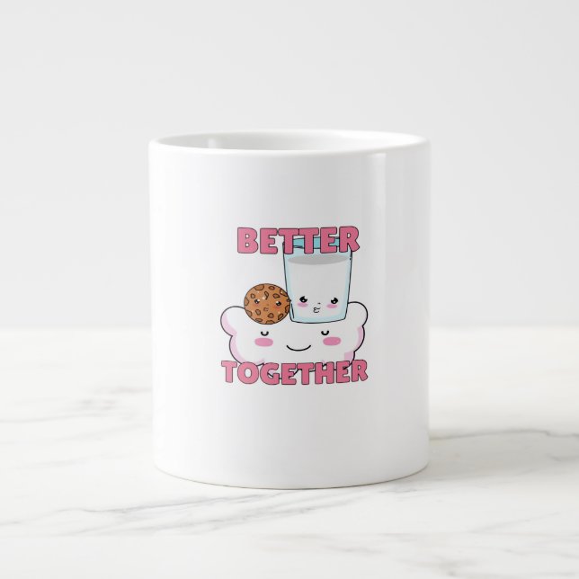 Better Together Chocolate Chip Cookie and Milk Pla Large Coffee Mug (Front)