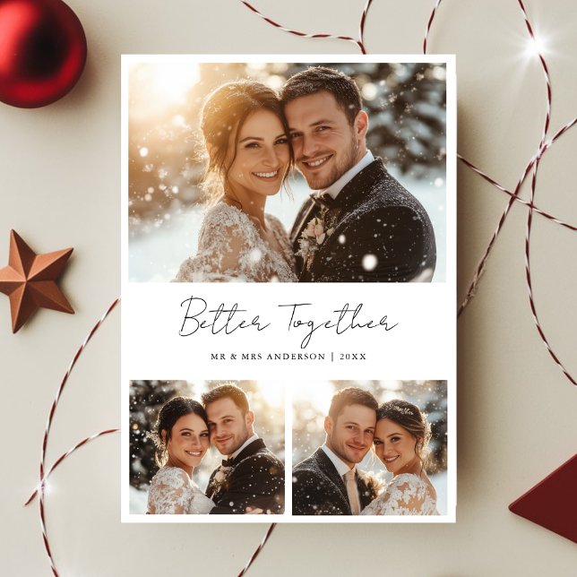 Better Together Christmas Cute Couple Fun Photo Holiday Card (Creator Uploaded)