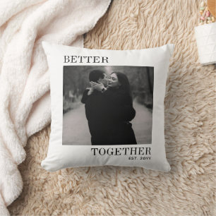 Better Together Couple Photo Newlyweds Home Decor Cushion