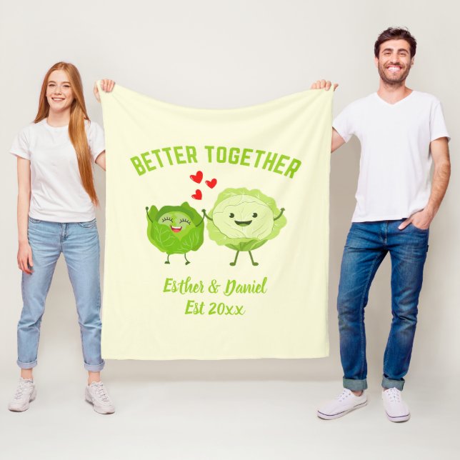 BETTER TOGETHER Cute Cabbage Valentine Couples Fleece Blanket (In Situ)