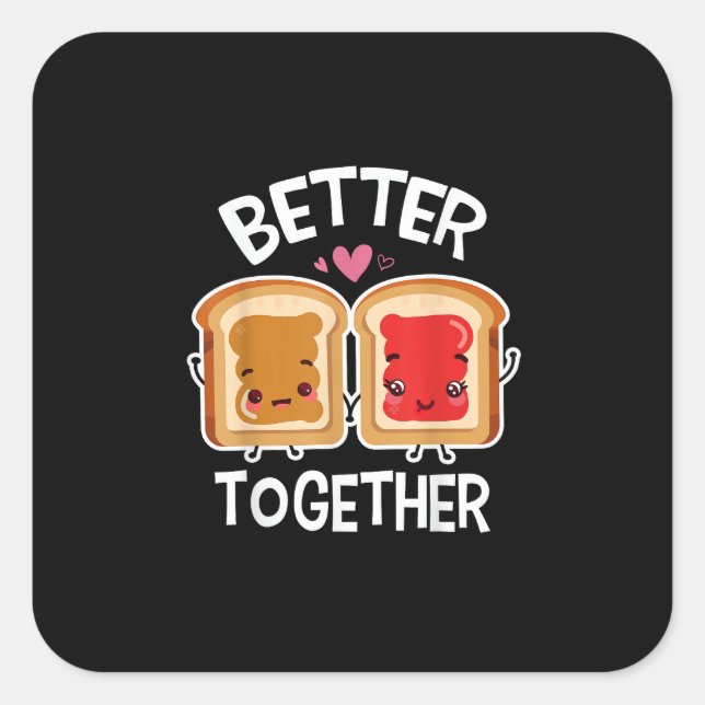 Better Together Fun Couple Playful Style  Square Sticker (Front)